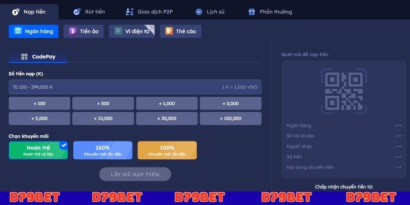 Giới thiệu các cổng nạp tiền D79bet thông dụng hiện nay