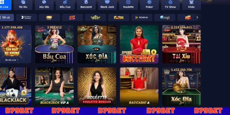 Live casino hấp dẫn, chân thật tại D79bet